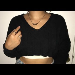 Cropped long sleeve sweater